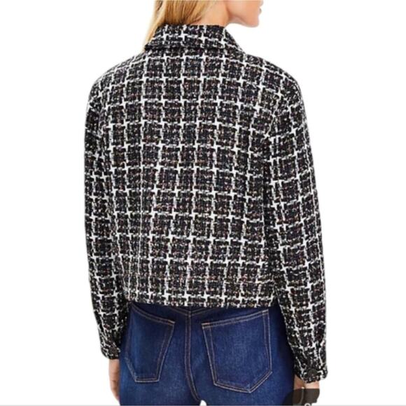 LOFT Shimmer Metallic Tweed Cropped Jacket Blazer Coat Button Up Size Large New - Picture 3 of 10